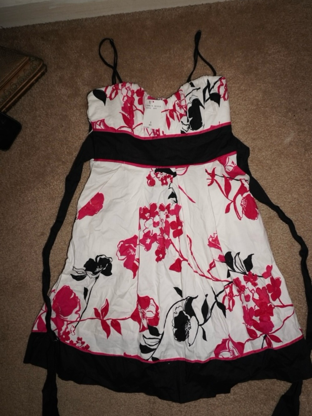 Speechless White Dress with Pink and Black Floral Accents